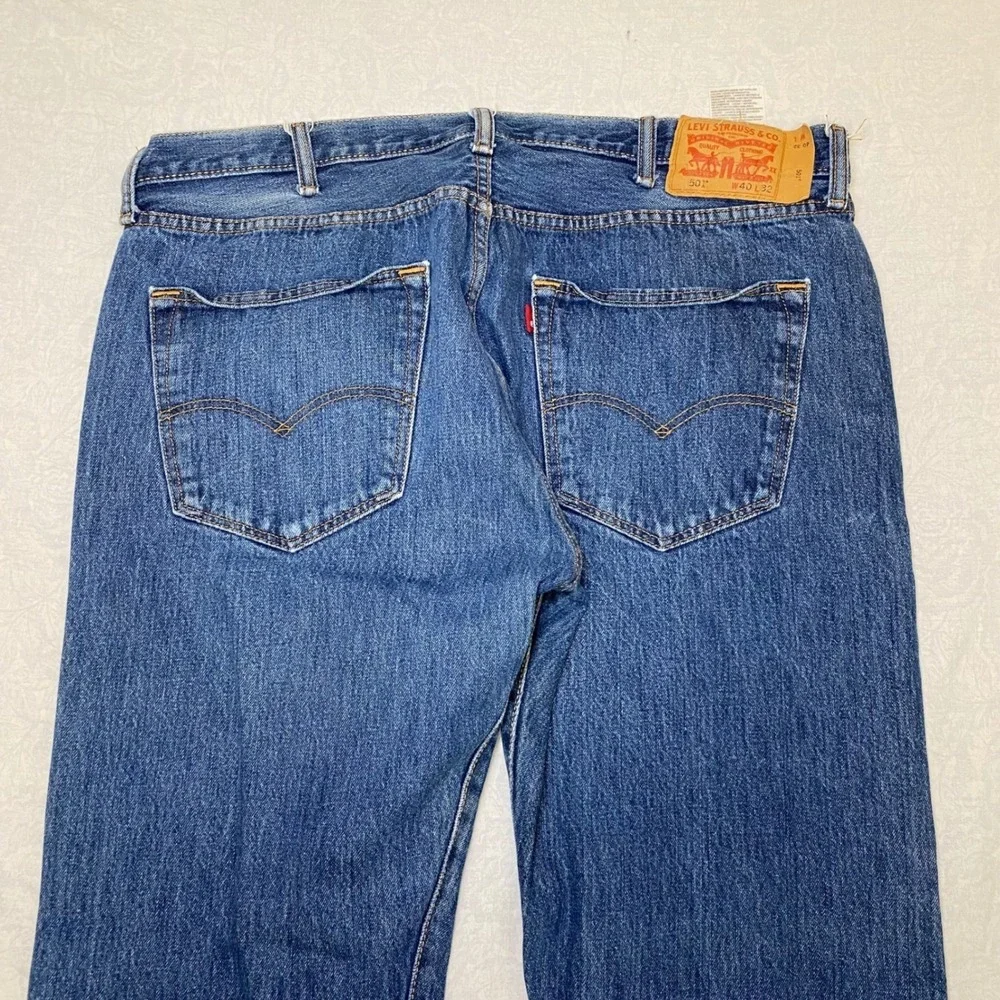 Levi's 501 Original Button Fly Men's Jeans W40 L32 Blue Straight Denim Classic